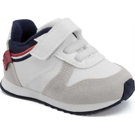 Tênis Infantil Branco Com Velcro E Detalhes Coloridos