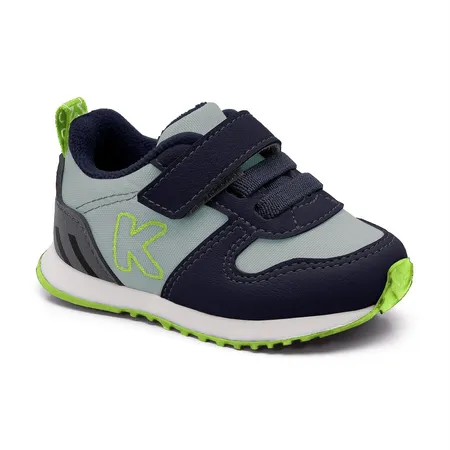 Tênis Infantil Aventureiro Com Velcro - Charme Azul E Neon