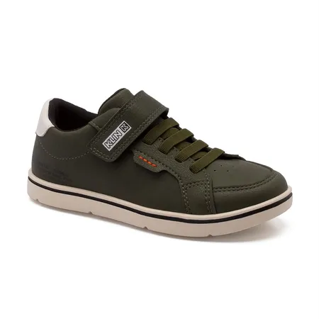 Tênis Infantil Klin K Verde Militar Velcro E Cadarço Fake Tênis Infantil Klin K Verde Militar Velcro E Cadarço Fake