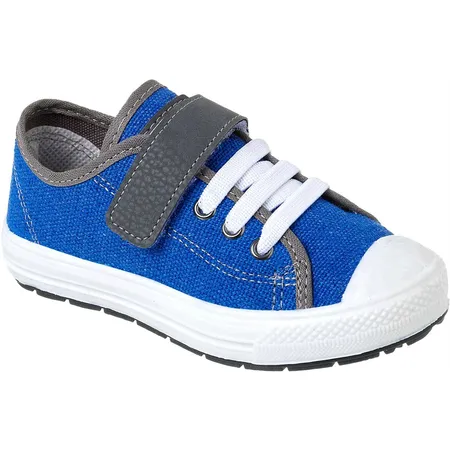 Tênis Infantil Azul Lona Com Velcro E Cadarço