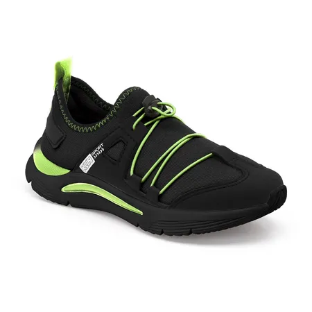 Tênis Infantil Klin Sport Slip On Preto E Verde-Limão