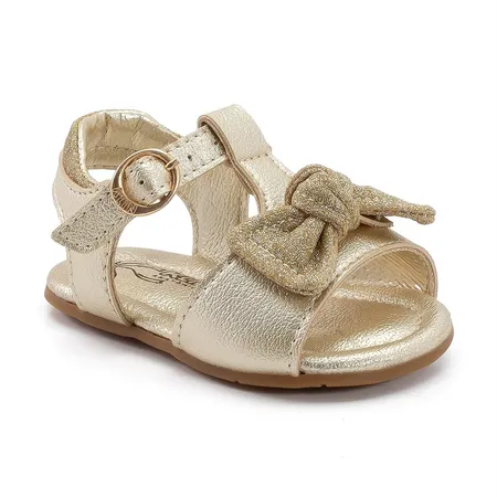 Sandália Infantil Dourada Kidy Com Laço De Glitter Sandália Infantil Dourada Kidy Com Laço De Glitter