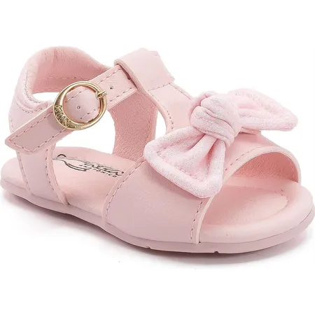 Sandália Infantil Rosa Com Laço Fofinho