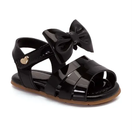 Sandália Infantil Fofura Laço Verniz Preto