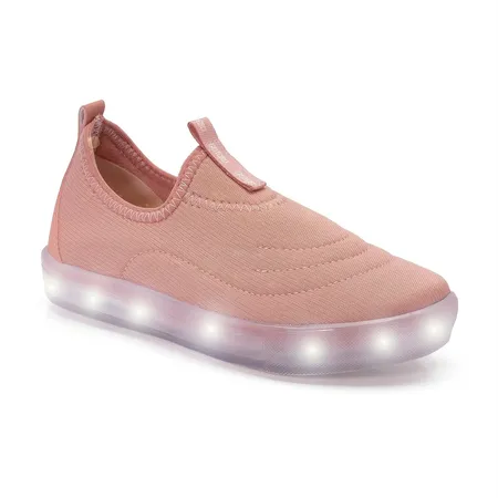 Tênis Slip-On Infantil Rosê Com Luzes De Led