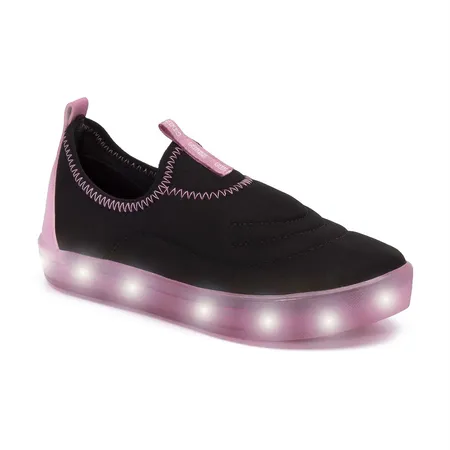 Tênis Infantil Slip On Fofinho Com Luzes Led Preto E Rosa