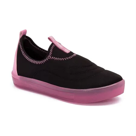 Tênis Infantil Slip On Fofinho Com Luzes Led Preto E Rosa Tênis Infantil Slip On Fofinho Com Luzes Led Preto E Rosa
