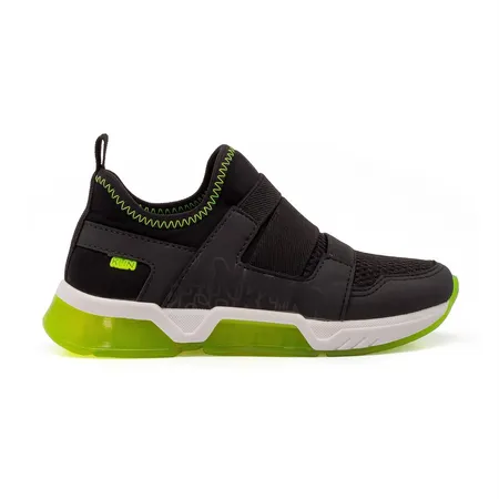 Tênis Infantil Esportivo Com Velcro E Solado Neon - Preto Tênis Infantil Esportivo Com Velcro E Solado Neon - Preto
