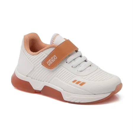 Tênis Infantil Klin Fofinho Branco E Caramelo Com Velcro