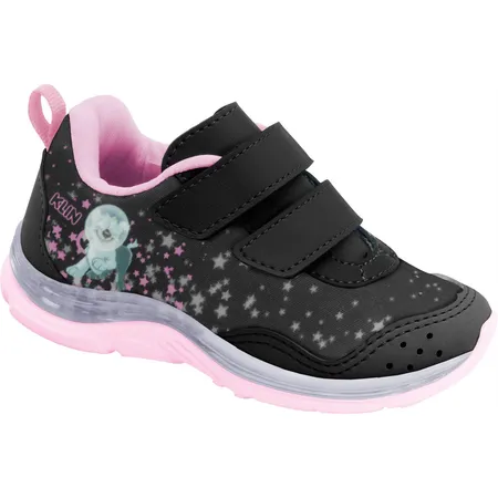 Tênis Infantil Feminino Klin Com Luzes E Estrelinhas Preto/Rosa